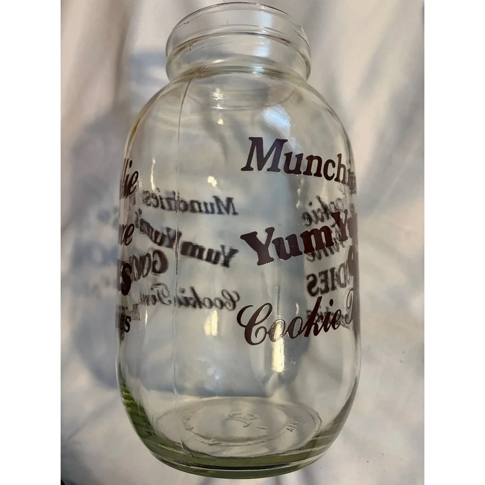 Carlton Glass Cookie Jar Munchies Goodies Clear Brown Retro‎ 3L Vintage 1970s